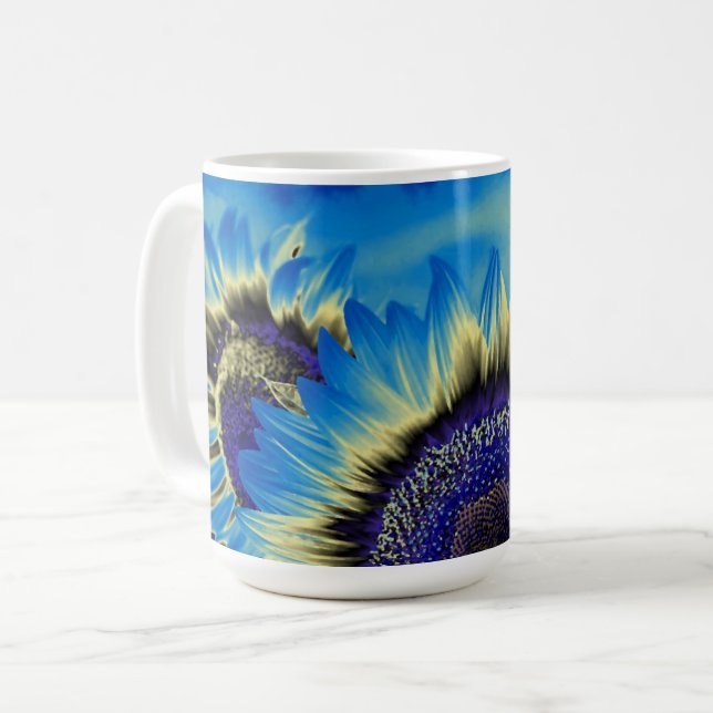 Caneca De Café Girassol Azul (Frente Esquerda)