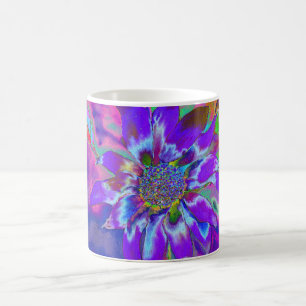 Caneca De Café girassol azul-abstrato retro funky