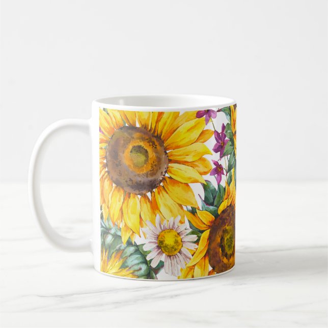 Caneca De Café Girassol: Bloom Amarelo de Verão. (Esquerda)