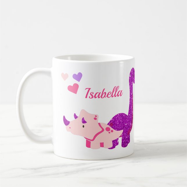 Caneca De Café Girassol Dinossauro Pink - Mug de Café Personaliza (Esquerda)