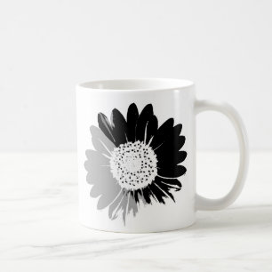 Caneca De Café Girassol em Cinza