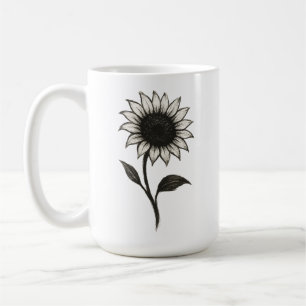 Caneca De Café Girassol Minimalista - Elegante Design botânico