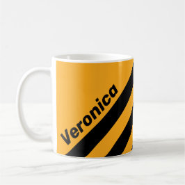 Caneca De Café Girassol Retro Buzz Três Listras com Nome