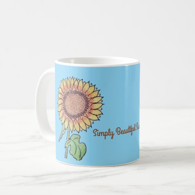 Caneca De Café Girassol Simplesmente Bonito (Frente Esquerda)