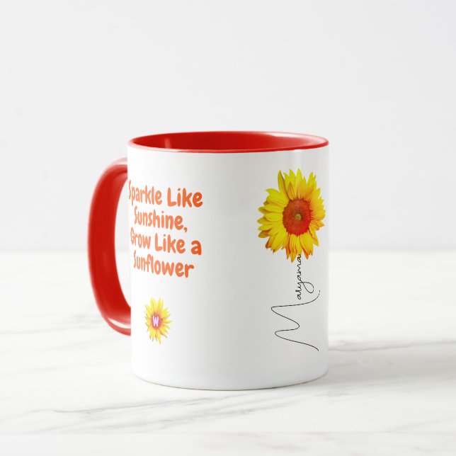Caneca de Café Girassol Única Presente para Ela (N (Frente Esquerda)