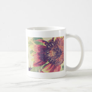 Caneca De Café Girassol Vermelho Grunge