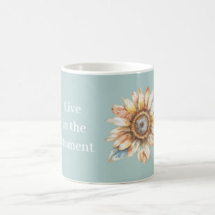 Caneca De Café Girassol Viva no Momento