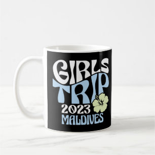 Caneca De Café Girls Trip 2023 Maldives Beach Destination Retro G