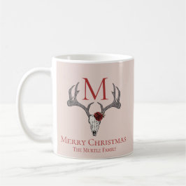 Caneca De Café Girly Country Xmas Reindeer Skull e Rosas