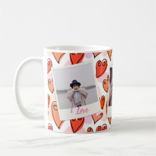 Caneca De Café Girly Orange Hearts Bonito Foto do Namorados Român