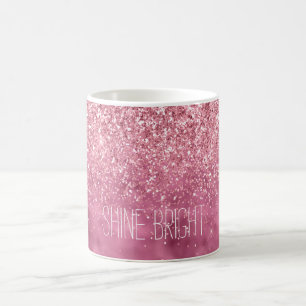 Caneca De Café Girly Pink Glitzy Sparkle Glitter personalizado