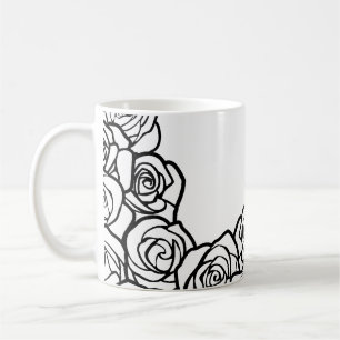 Caneca De Café Girly Vintage - rosas brancas