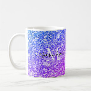 Caneca De Café Giry Purple e Pink Glitter Monographic Name