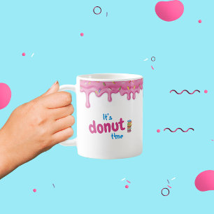 Caneca De Café Glacé Rosa Rosquinha Sprinkles Dripe Coffee Mug