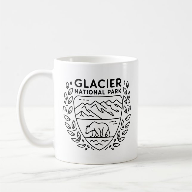 Caneca De Café Glaciar National Park Bear Emblem (Esquerda)
