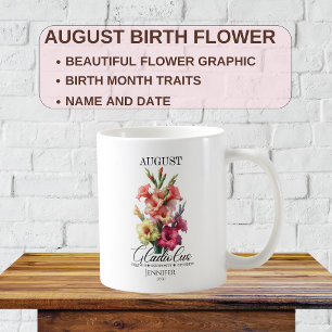 Caneca De Café Gladiolus de Flor de Aniversário Personalizável