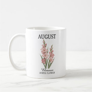Caneca De Café Gladiolus Flor de Nascimento de Agosto Personaliza