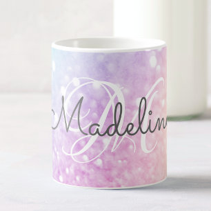 Caneca De Café Glam Iridescente, Colorida Personalizada com Lâmp