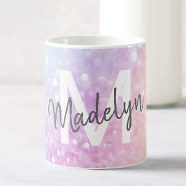 Caneca De Café Glam Iridescente, Colorida Personalizada com Lâmpa