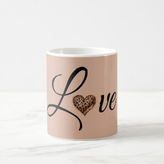Caneca De Café Glam Leopard Heart Love Design