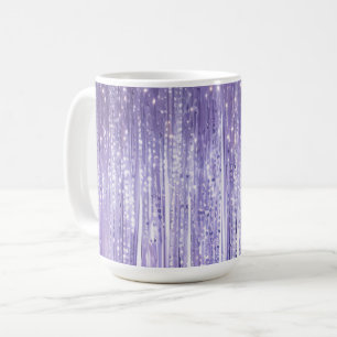 Caneca De Café Glam Purple Lavanda Tinsel Strips Natal