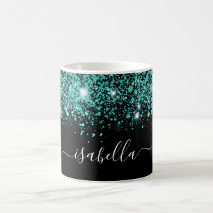 Caneca De Café Glam script do nome da poeira da teia preta