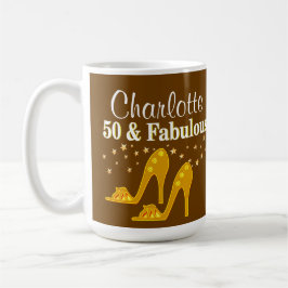 CANECA DE CAFÉ GLAMOROSO DOURADO PERSONALIZADO 50º ANIVERSÁRIO MU