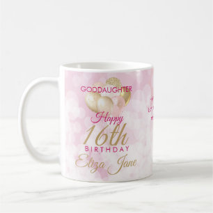 Caneca De Café Glamorous Godchild 16º Balão de Aniversário