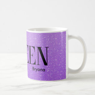 Caneca de Café Glamour Brilho Roxo Rainha Má