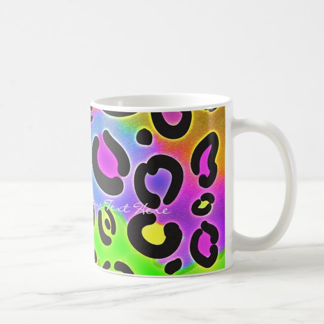 Caneca de Café Glamour Colorido Leopardo Guepardo  (Direita)