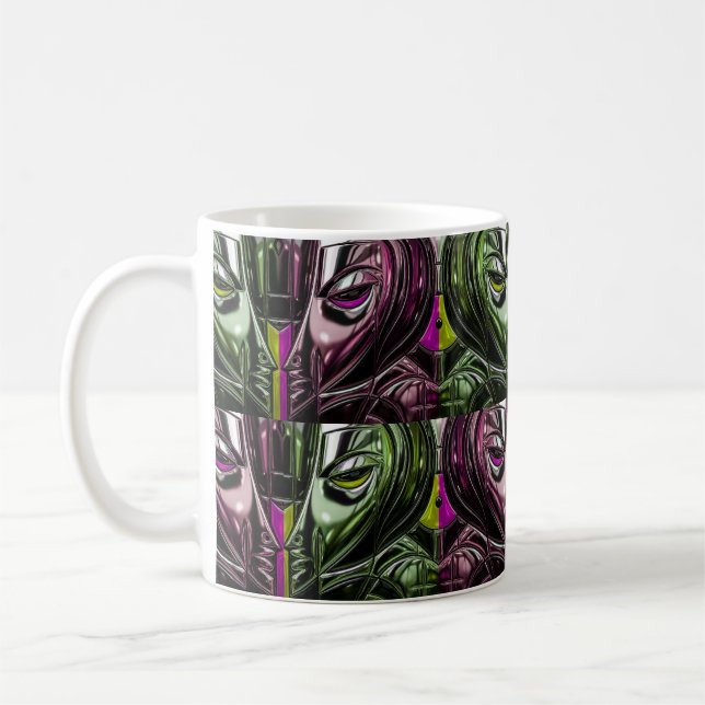 Caneca De Café Glitch Art Face Mug (Esquerda)