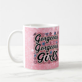 Caneca De Café Glitter belo rabisco de garotas