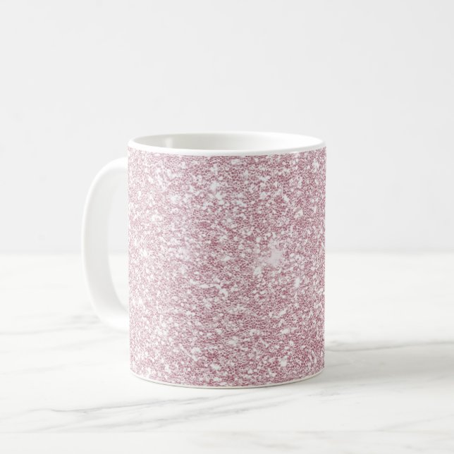 Caneca De Café Glitter cintilante cintilante rosado e brilhante a (Frente Esquerda)