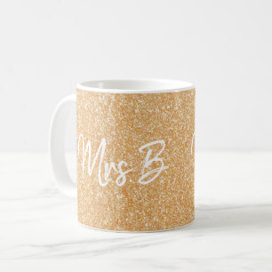 Caneca De Café Glitter Dourado Champanhe Personalizado Sra. Inici