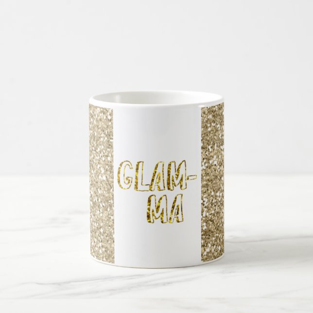 Caneca De Café Glitter Dourado Glam-mães (Centro)