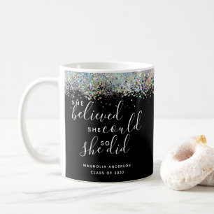 Caneca De Café Glitter Ela Acreditava Que Podia Se Formar