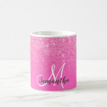 Glitter ombre, cor-de-rosa-chic, monograma, adicio