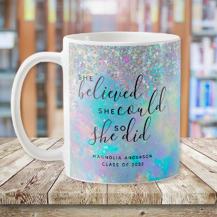 Caneca De Café Glitter Opal Ela Acreditava Que Podia Graduar-Se