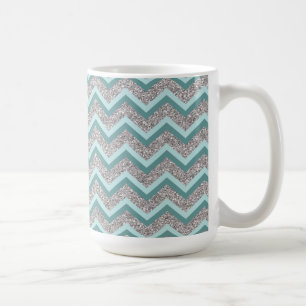 Caneca De Café Glitter prateado e ZigZag lacrimejante