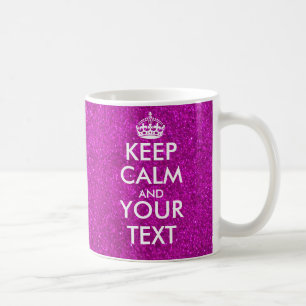 Caneca De Café Glitter rosa brilhante personalizado Manter Calma