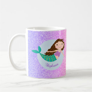 Caneca De Café Glitter Sereia Bastante Personalizado