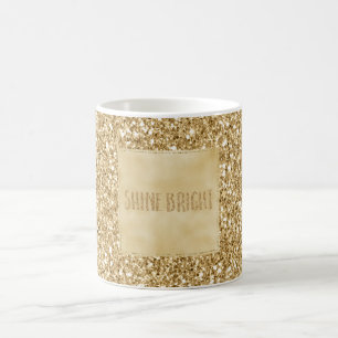 Caneca De Café Glitter Sparkle Dourado