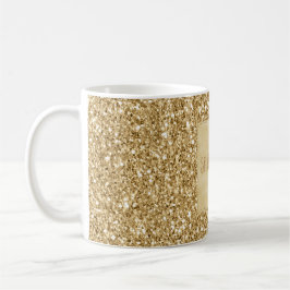 Caneca De Café Glitter Sparkle Dourado