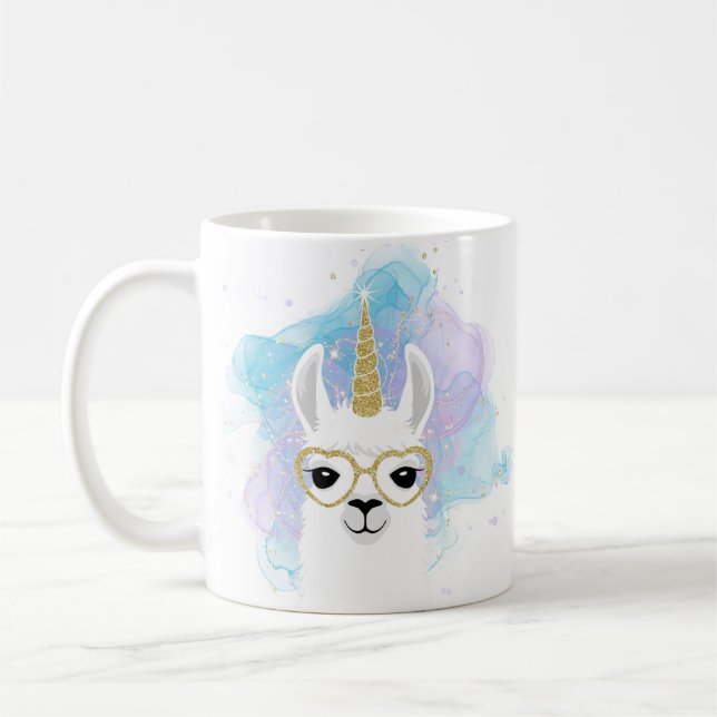 Caneca De Café Glitter Unicorn Llama Mug (Esquerda)