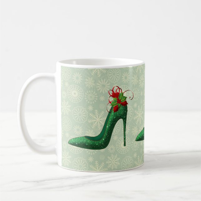 Caneca De Café Glitter Verde Heels Mug (Esquerda)