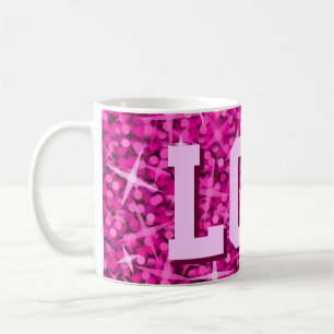 Caneca De Café Glitz, cor-de-rosa, impressão, mug 'LOL!'