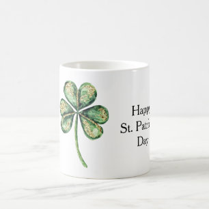 Caneca De Café Glitz de Ouro Verde Trevo Dia de São Patrício