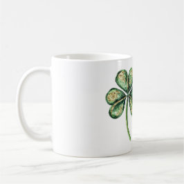 Caneca De Café Glitz de Ouro Verde Trevo Dia de São Patrício