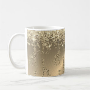 Caneca De Café Glitzy Girafas no Glitzy Dourado