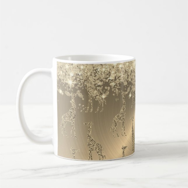 Caneca De Café Glitzy Girafas no Glitzy Dourado (Esquerda)